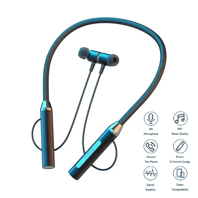 Magnetic Neckband Sports Earphones - Earphone Bluetooth Nirkabel Headphone Neckband Headset