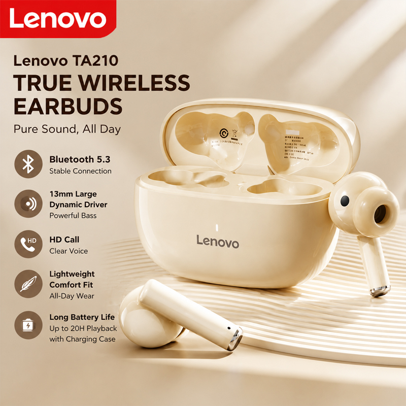 Anc Wireless Over Ear Headphones - Headphone Nirkabel Bluetooth Lenovo TA210 dengan