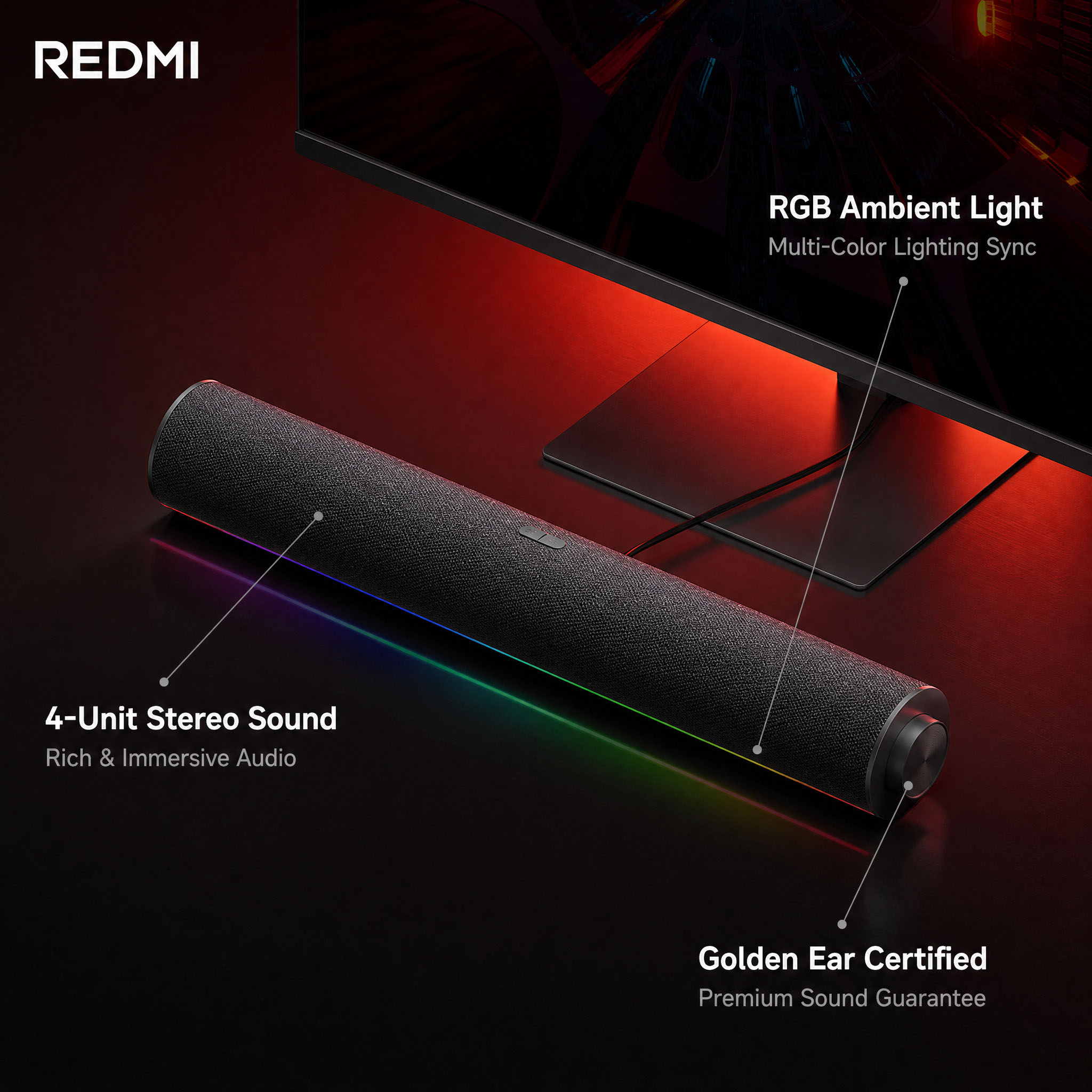 Rgb Computer Soundbar For Pc - Speaker PC Xiaomi Redmi Asli, Speaker