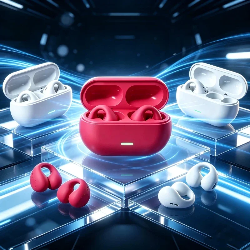 Open Ear Air Conduction Headphones - Headset Bluetooth T75 5.3 Nirkabel, Headphone