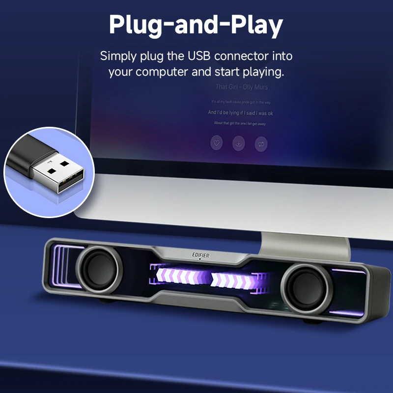 Rgb Computer Soundbar For Pc - Speaker Komputer Edifier QS30, Soundbar Mini,