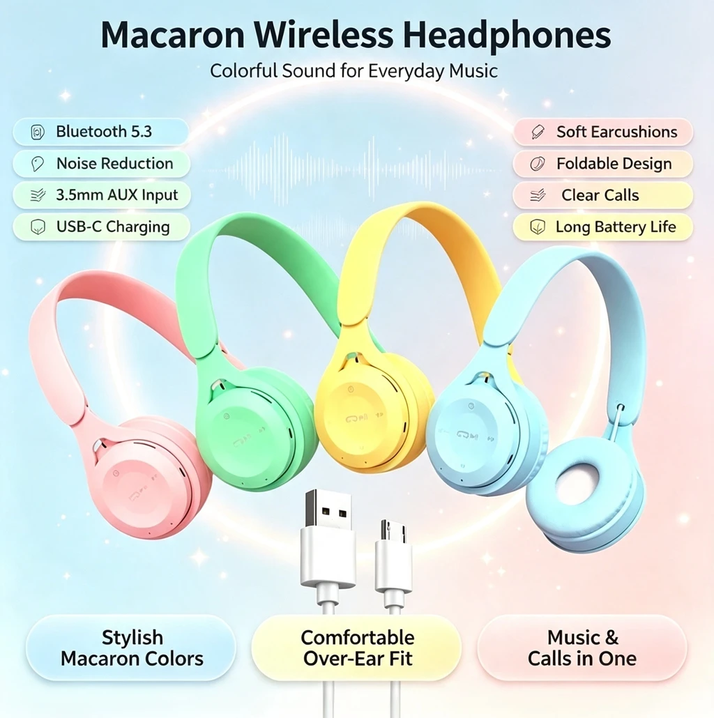 Anc Wireless Over Ear Headphones - Headphone Bluetooth 5.0 Lipat Over Ear