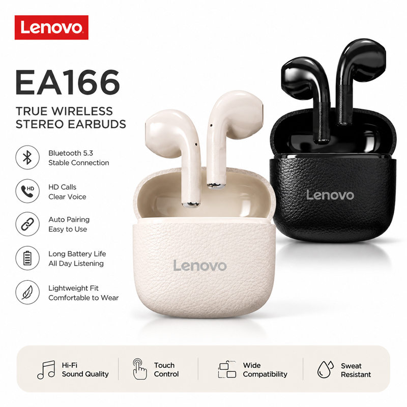 Anc Wireless Over Ear Headphones - Headphone Nirkabel Bluetooth Lenovo EA166 dengan