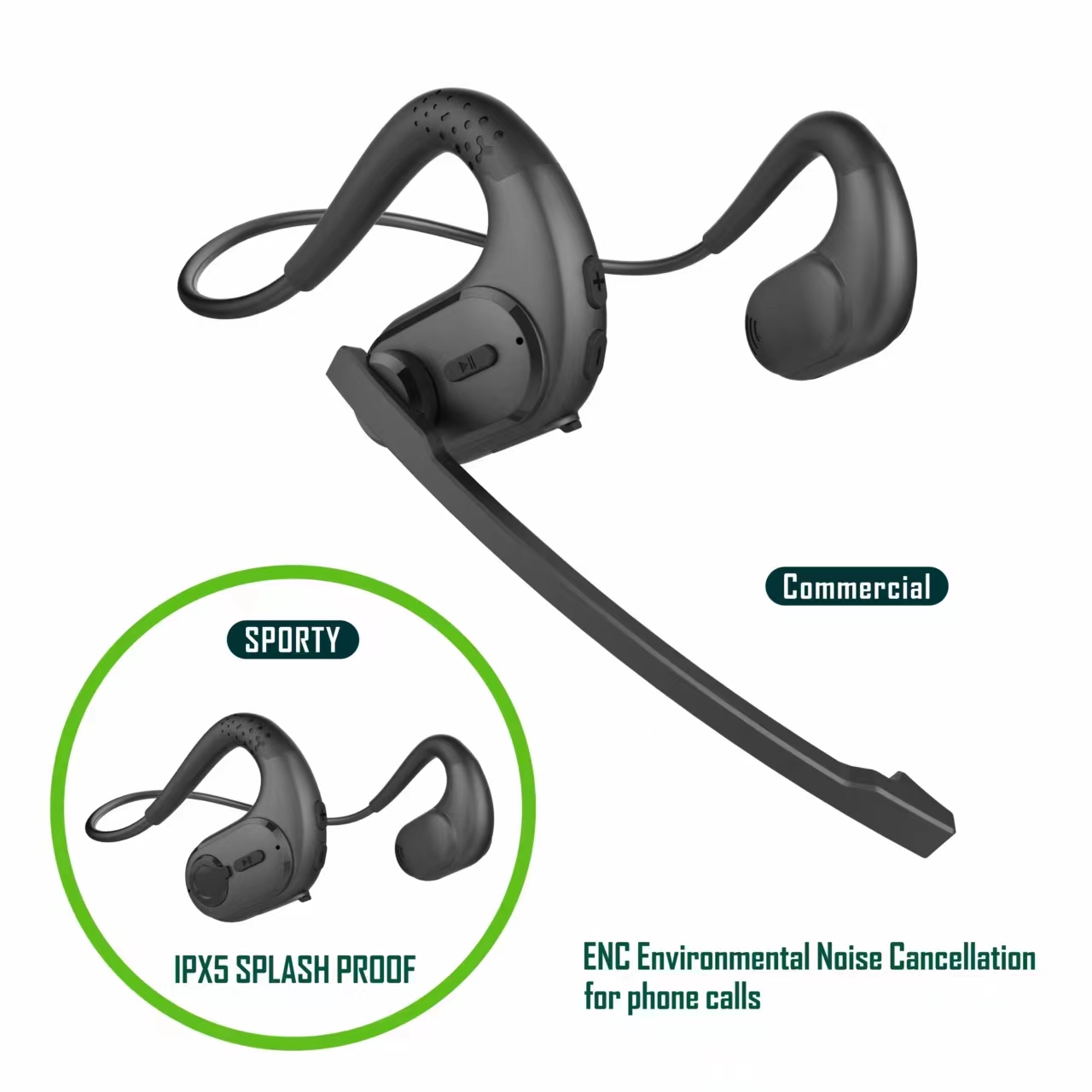 Open Ear Air Conduction Headphones - Headphone Konduksi Udara Terbuka Super Bass,