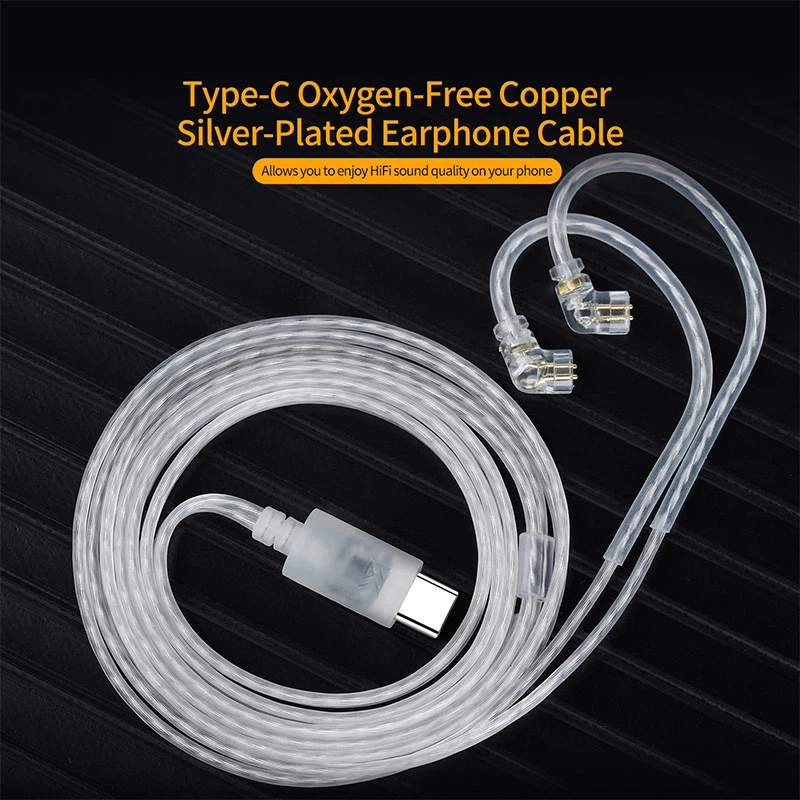 Kabel Earphone KZ OFC Berlapis - Type C Wired Earphones With Mic ulasan dan harga