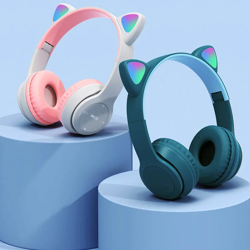 Headset Kompatibel Bluetooth T - Cat Ear Bluetooth Headset Led ulasan dan harga