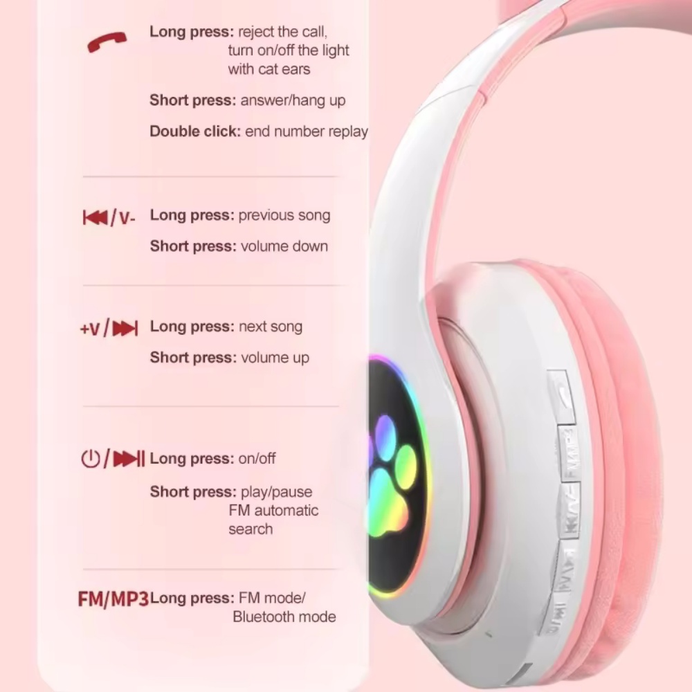 Headset Kompatibel dengan Blue - Cat Ear Bluetooth Headset Led ulasan dan harga