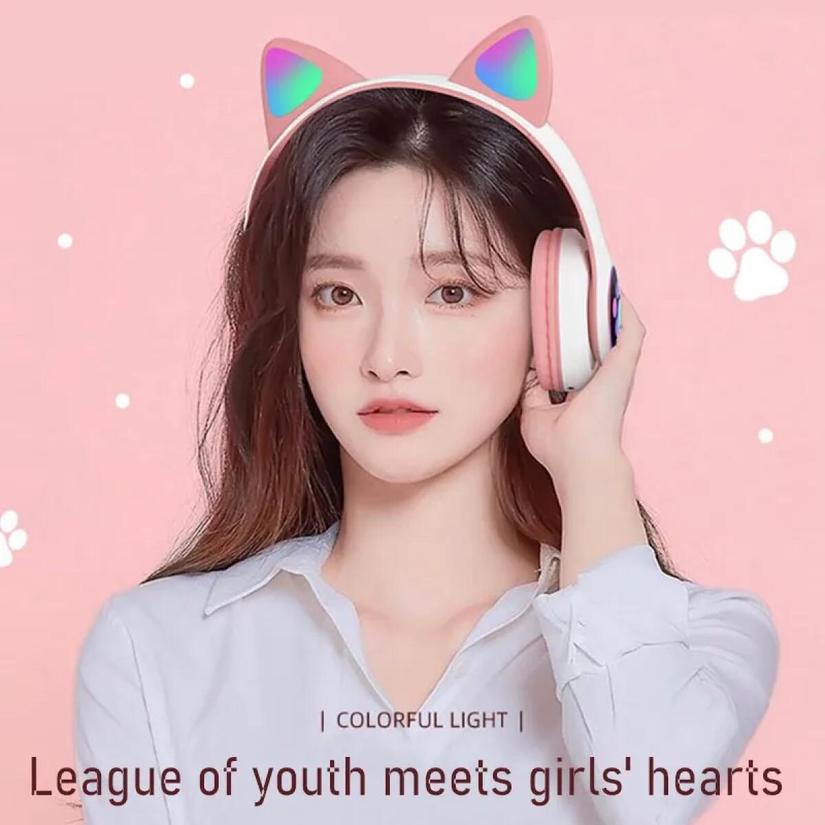 Headphone Bluetooth Nirkabel d - Cat Ear Bluetooth Headset Led ulasan dan harga