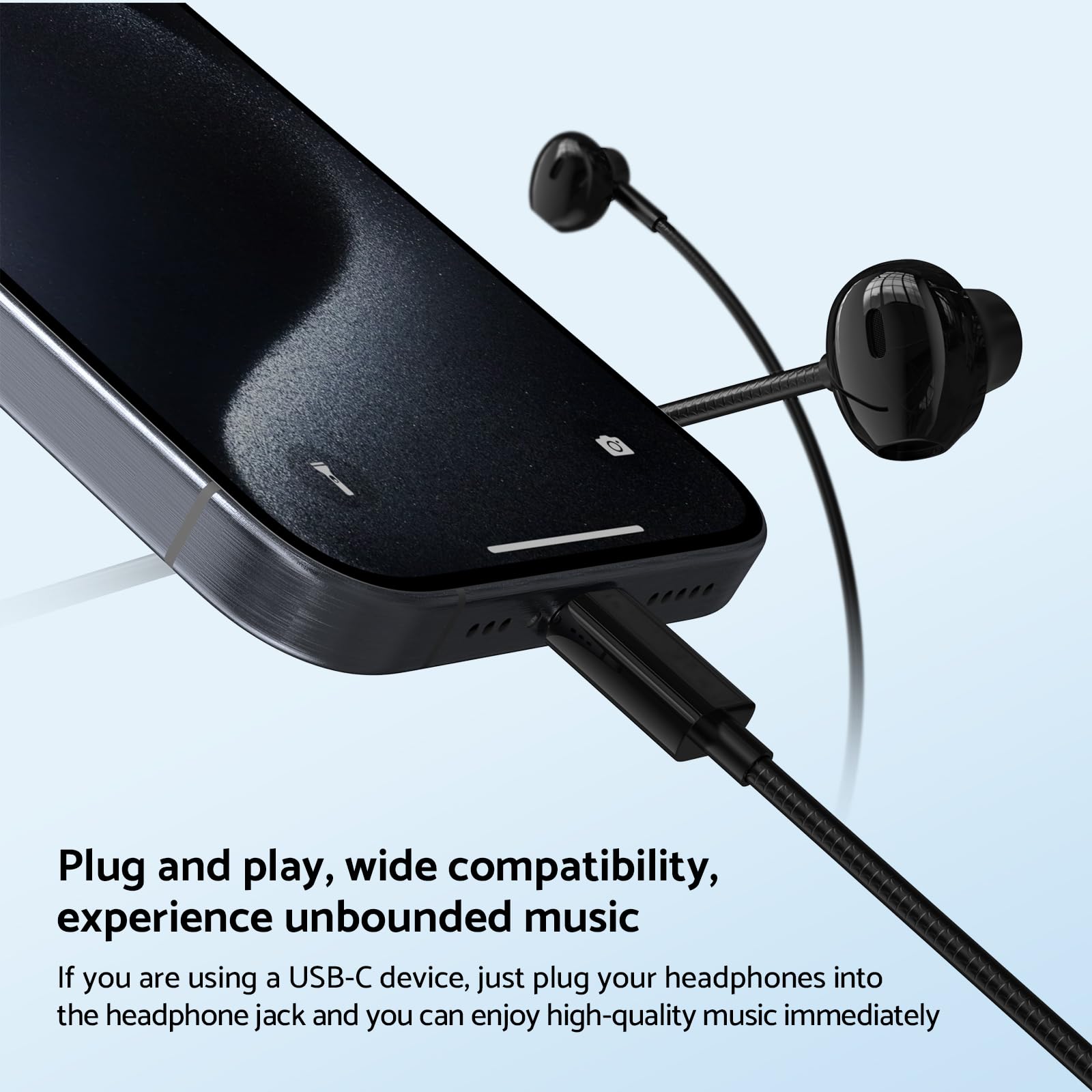 Headset Kontrol Volume Tipe C  - Type C Wired Earphones With Mic ulasan dan harga