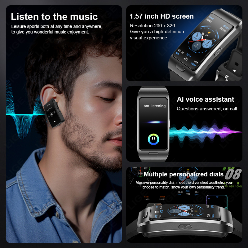 LIGE Jam Tangan Pintar Baru Ea - Tws Earbuds Bluetooth 5.3 ulasan dan harga
