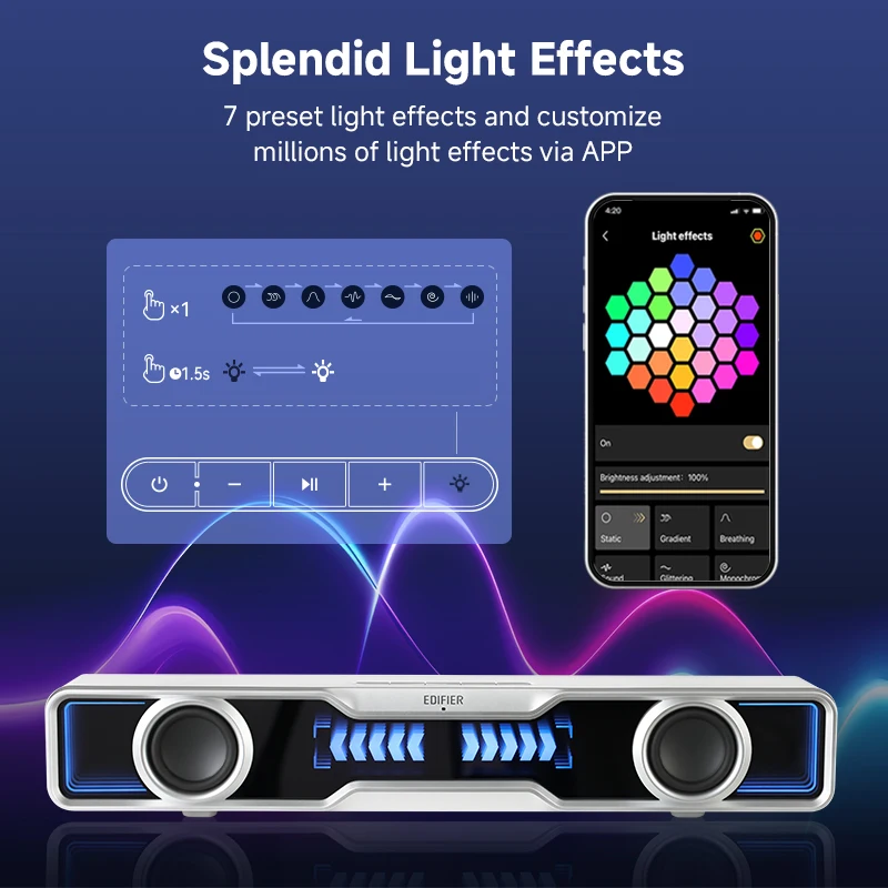 Speaker Komputer Edifier QS30, - Rgb Computer Soundbar For Pc ulasan dan harga