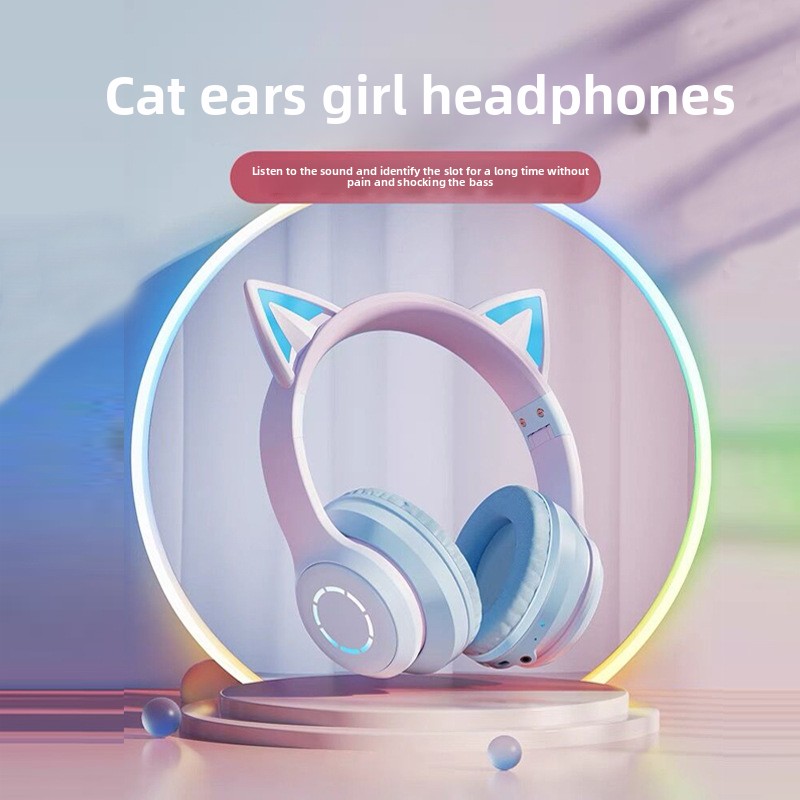 Headphone Bluetooth RGB Terlar - Cat Ear Bluetooth Headset Led ulasan dan harga