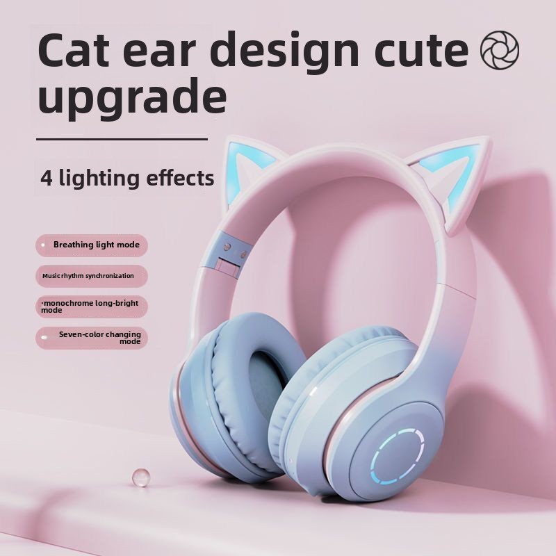 Headphone Bluetooth RGB Terlar - Cat Ear Bluetooth Headset Led ulasan dan harga