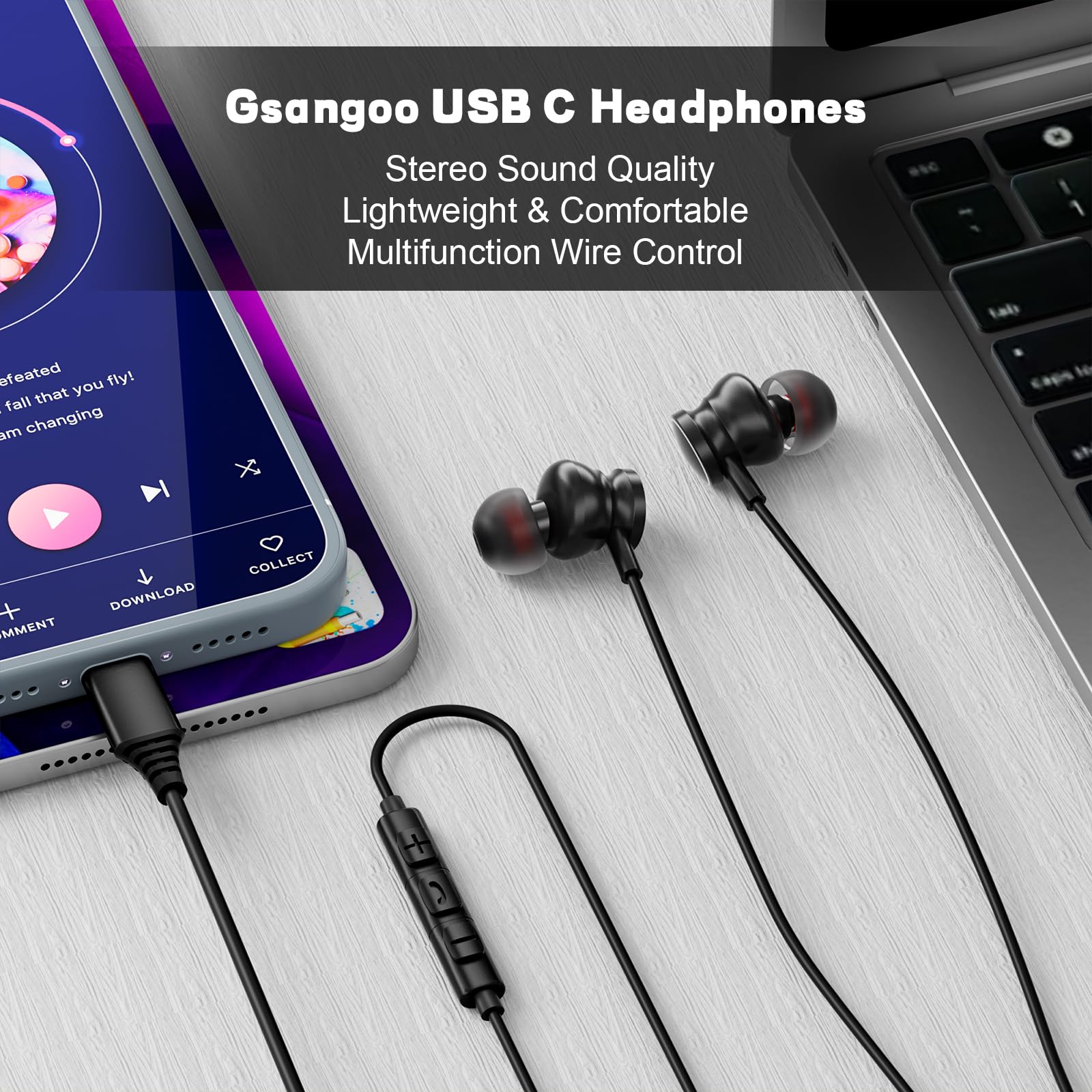 Headphone Berkabel Tipe C 3.5m - Type C Wired Earphones With Mic ulasan dan harga